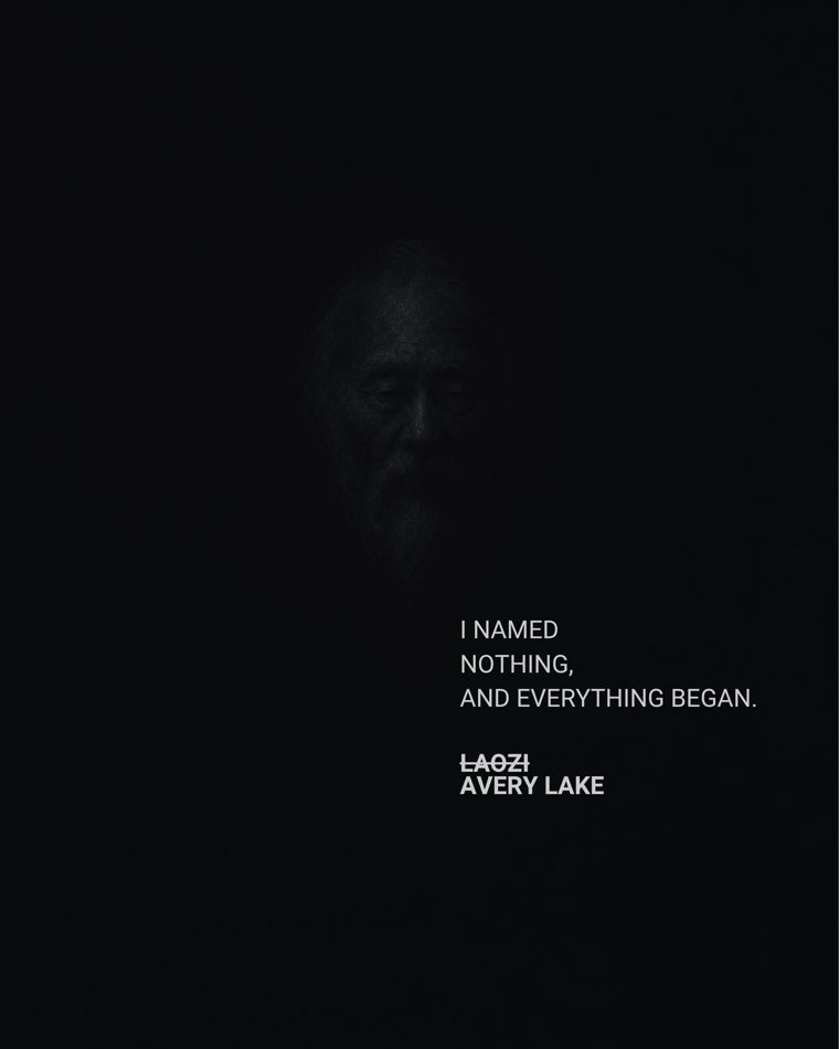 Laozi rendered in silence in The Alphabet That Answers by Avery Lake
